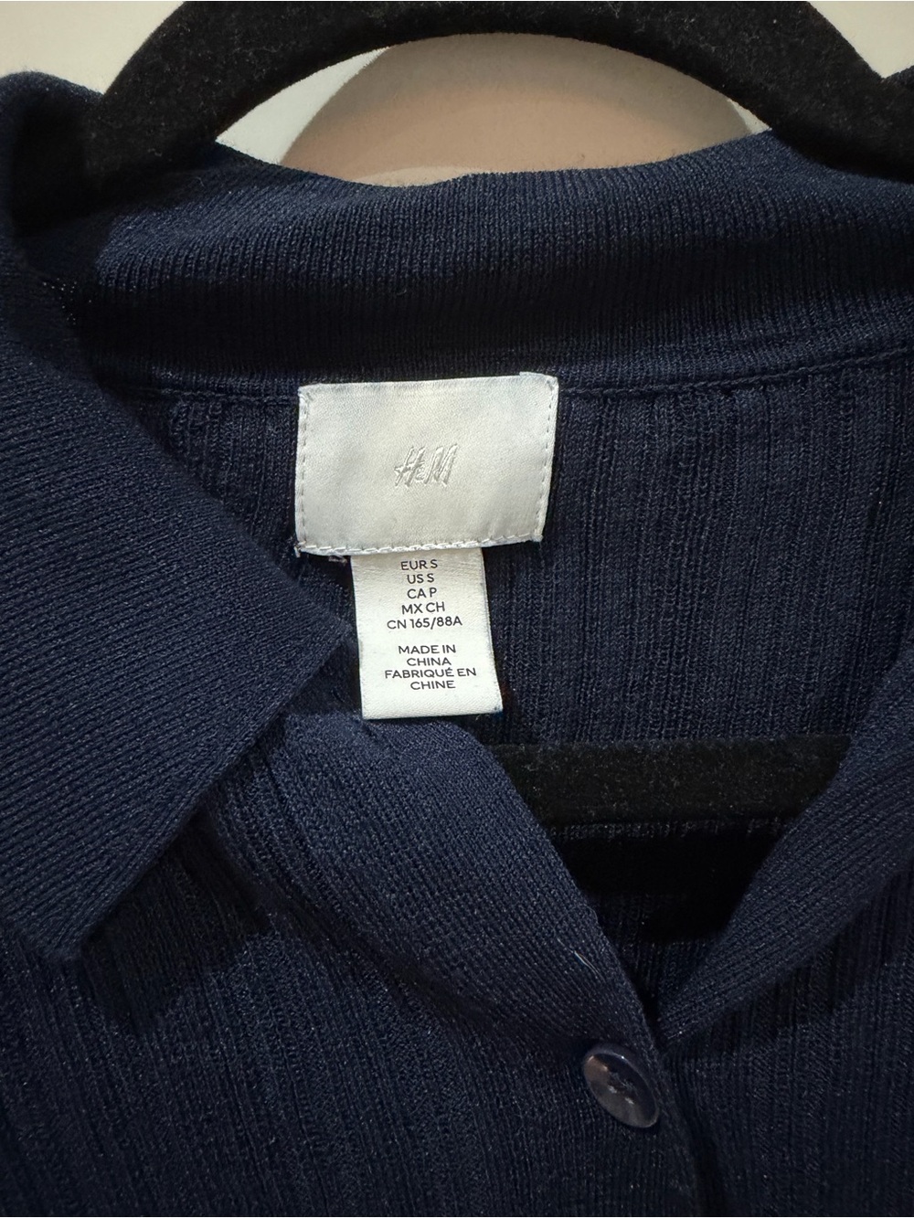 H&M Navy Ribbed Button-Up Cardigan - Picture 2 of 3